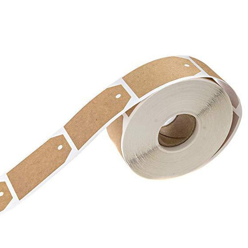 lasenersm 1 Roll Natural Brown Craft Gift Tag Stickers Blank Permanent Adhesive Kraft Label Stickers for Christmas Gifts Mason Jars Glass Bottles 300 Pieces Stickers per Roll 1.15" x 2" - Image 1